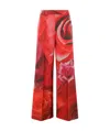 Roberto Cavalli Garden Rose Red Silk Trousers In Red