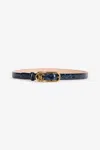 Roberto Cavalli Belt With Crocodile Print And Glitter In Blu/oro