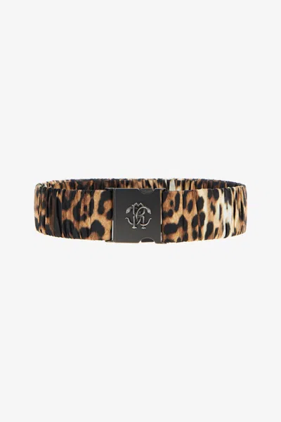Roberto Cavalli Belt With Leopard Print In Light Brown