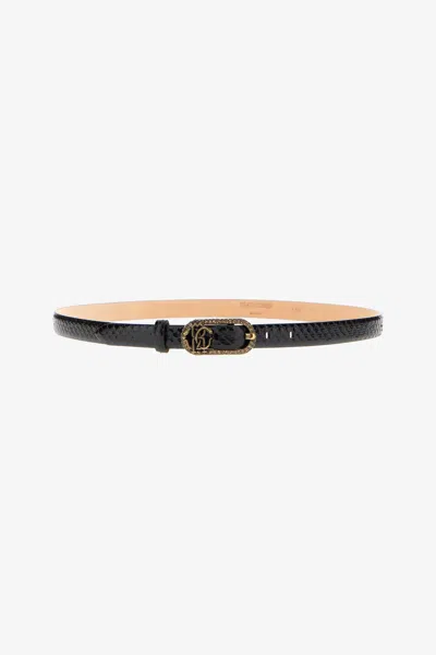 Roberto Cavalli Belt With Monogram Rc In Black