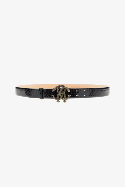 Roberto Cavalli Belt With Monogram Rc In Black