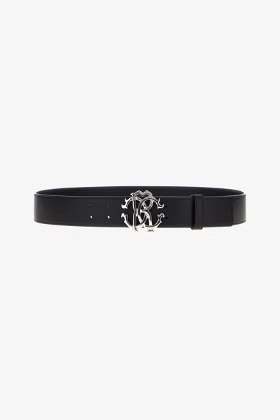 Roberto Cavalli Belt With Monogram Rc In Black