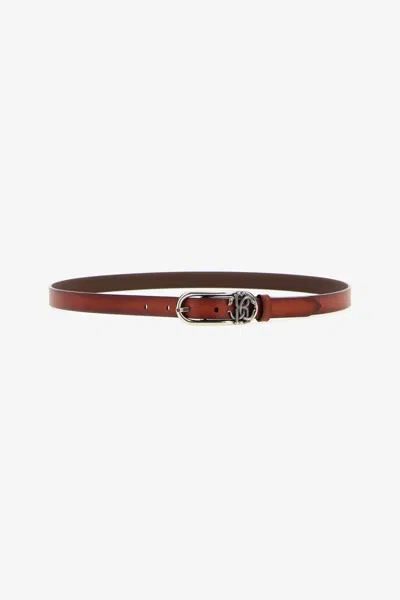 Roberto Cavalli Belt With Rc Monogram In Brown
