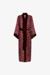 Roberto Cavalli Belted Coat With Leopard Print In Fuchsia
