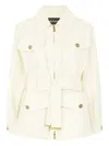 Roberto Cavalli Jacket With Belt And Python Pattern In White
