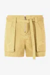 Roberto Cavalli Belted Shorts With Python Print In Kaki