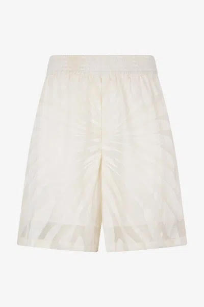 Roberto Cavalli Bermuda Shorts With Ray Devoré Print In Neutral