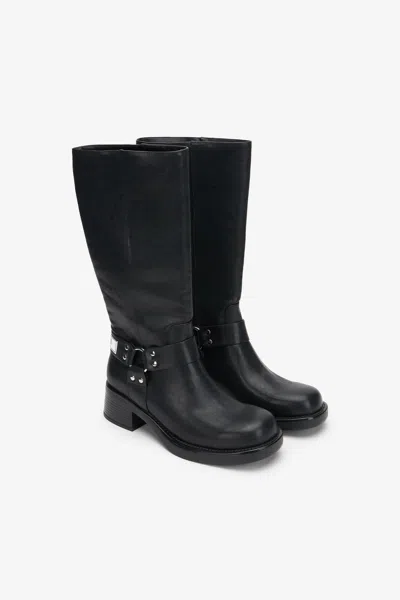 Roberto Cavalli Biker Boots In Black