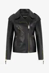 Roberto Cavalli Leather Biker Jacket In Black