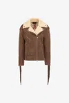 Roberto Cavalli Biker Jacket With Fringe In Brown