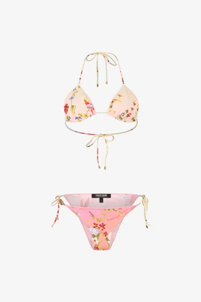 Roberto Cavalli Miami Flowers Print Bikini In Multi