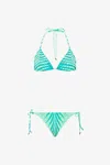 Roberto Cavalli Bikini With All-over Print In Light Green