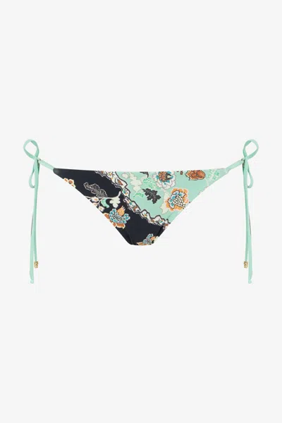Roberto Cavalli Floral-print Side-tie Bikini Bottoms In Multi