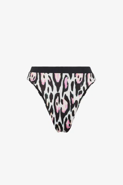 Roberto Cavalli Jaguar-print Bikini Bottoms In Multi