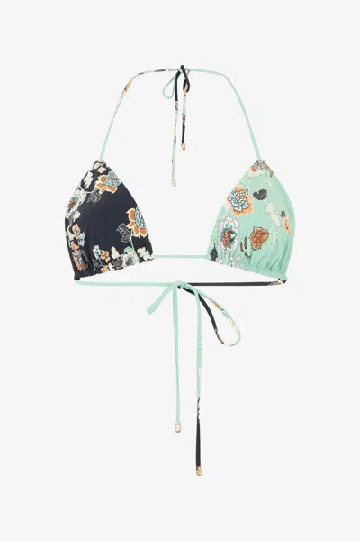 Roberto Cavalli Floral-print Triangle Bikini Top In Multi