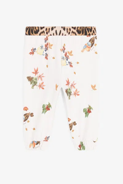 Roberto Cavalli Babies' Bird And Leopard-print Cotton Sweatpants In Pink