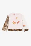 Roberto Cavalli Bird And Leopard-print Cotton Sweatshirt In Pink