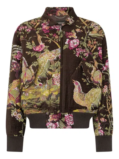 ROBERTO CAVALLI BIRD-FLORAL BOMBER JACKET