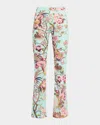 Roberto Cavalli Bird-print Flared Stretch Cotton Trousers In Multi