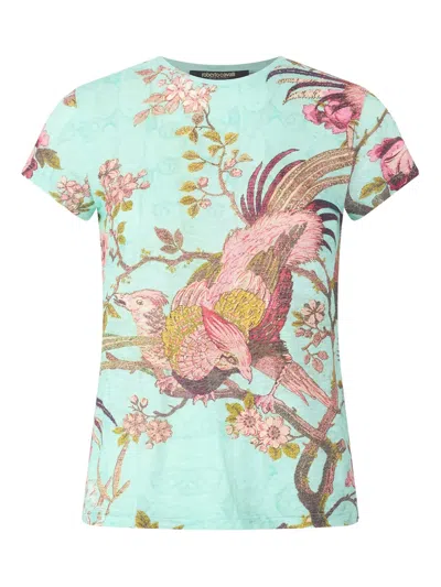 Roberto Cavalli Bird-print Short-sleeve T-shirt In Blue