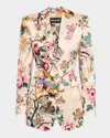 Roberto Cavalli Silk Jacket With Flower And Pheasant Print In Green