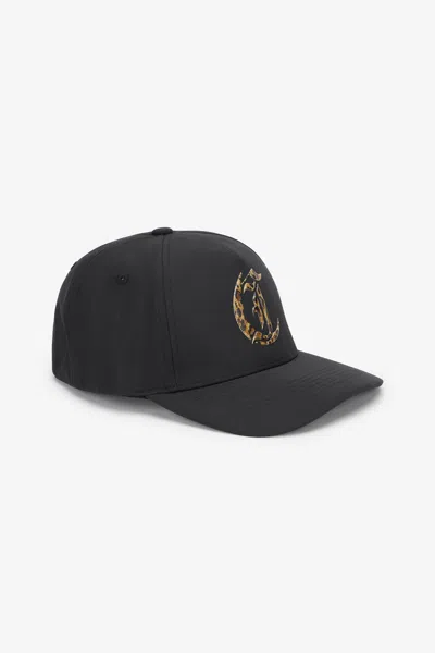 Roberto Cavalli Black Baseball Cap Hat With Leopard Monogram Rc