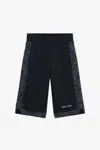 Roberto Cavalli Black Bermuda Shorts With Jacquard Inserts In Black