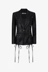 Roberto Cavalli Black Blazer With Lace-up Detail In Black