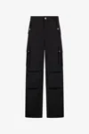 Roberto Cavalli Black Cargo Trousers With Gold Buttons In Black