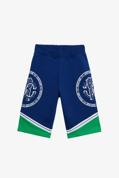 Roberto Cavalli Black Cotton Kids Trousers In Blue