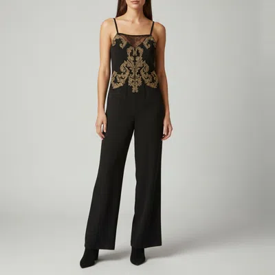 Pre-owned Roberto Cavalli Black Crepe Embellished Strappy Jumpsuit M