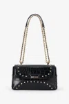 Roberto Cavalli Black Croc-effect Studded Shoulder Bag In Black