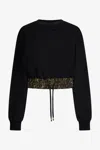 Roberto Cavalli Black Cropped Sweatshirt With Animalier Print Band