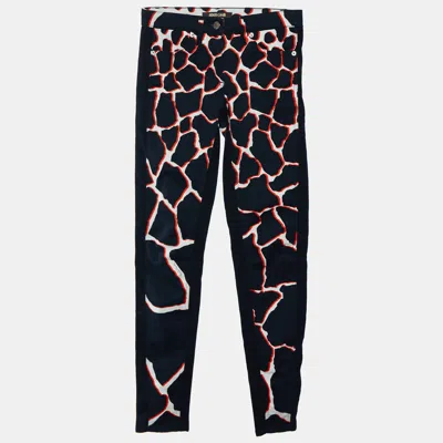 Roberto Cavalli Black Denim Printed Detail Skinny Jeans