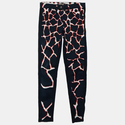 Pre-owned Roberto Cavalli Black Denim Printed Detail Skinny Jeans S