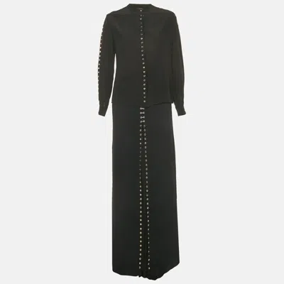 Pre-owned Roberto Cavalli Black Grommet Detail Skirt And Top Set M/l