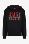 Roberto Cavalli Black Hoodie With Logo Print In Black