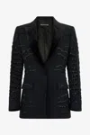 Roberto Cavalli Black Jacket With Zebra Sequin Pattern