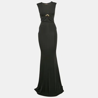 Pre-owned Roberto Cavalli Black Jersey Snake Buckle Detail Sleeveless Gown S