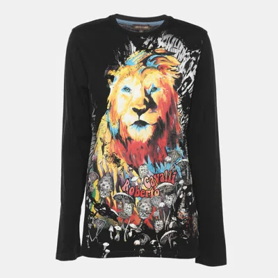 Pre-owned Roberto Cavalli Black Jersey Tiger Print Full Sleeve T-shirt M