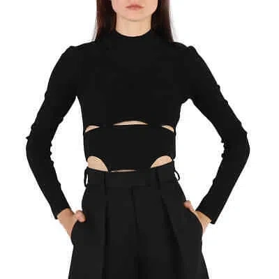 Pre-owned Roberto Cavalli Black Knit Cut Out Button Detailed Crew Neck Top