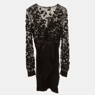 Roberto Cavalli Black Lace Short Dress