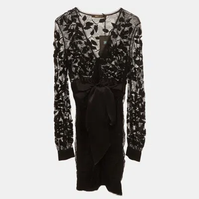 Pre-owned Roberto Cavalli Black Lace Short Dress S
