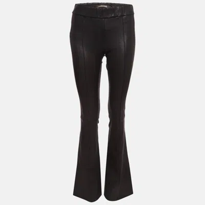 Pre-owned Roberto Cavalli Black Leather Flared Pants S