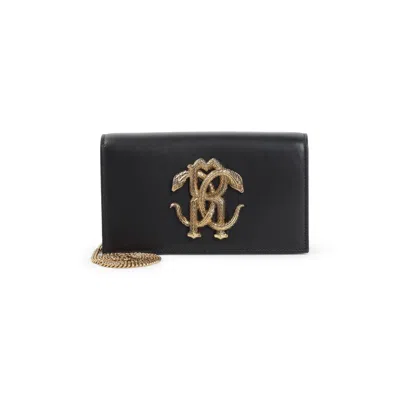 Roberto Cavalli Black Leather Shoulder Bag