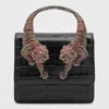 Roberto Cavalli Crocodile Texture Cross-body Bag With Chain Strap In Black