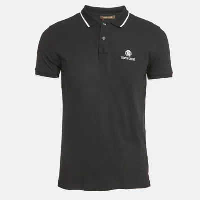 Pre-owned Roberto Cavalli Black Logo Embroidered Pique Polo T-shirt M