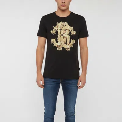 Pre-owned Roberto Cavalli Black Logo Graphic Jersey T-shirt Xl