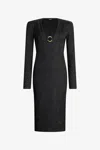 Roberto Cavalli Black Lurex Midi Dress With Ring Detail In Black