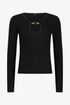 Roberto Cavalli Black Lurex Sweater With Snake Detail In Black